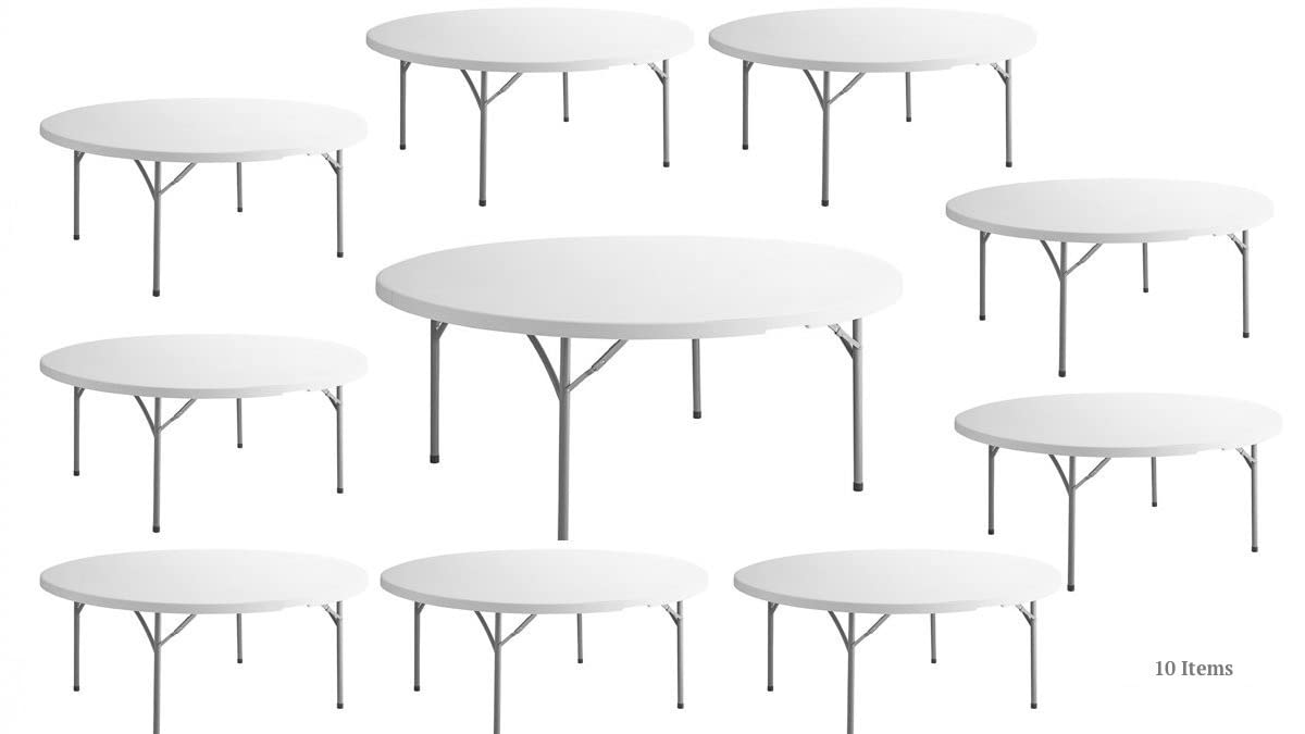 White 6 Ft Round Plastic Folding Table A6412