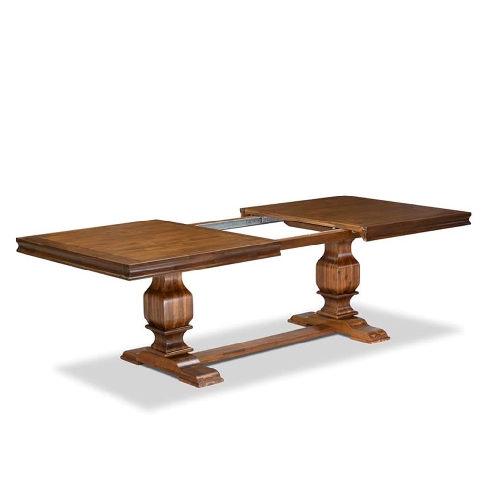 9-Piece Acacia Wood Dining Set with Removable Leaf Table and 8 Dark Grey PU Leather Chairs O704795