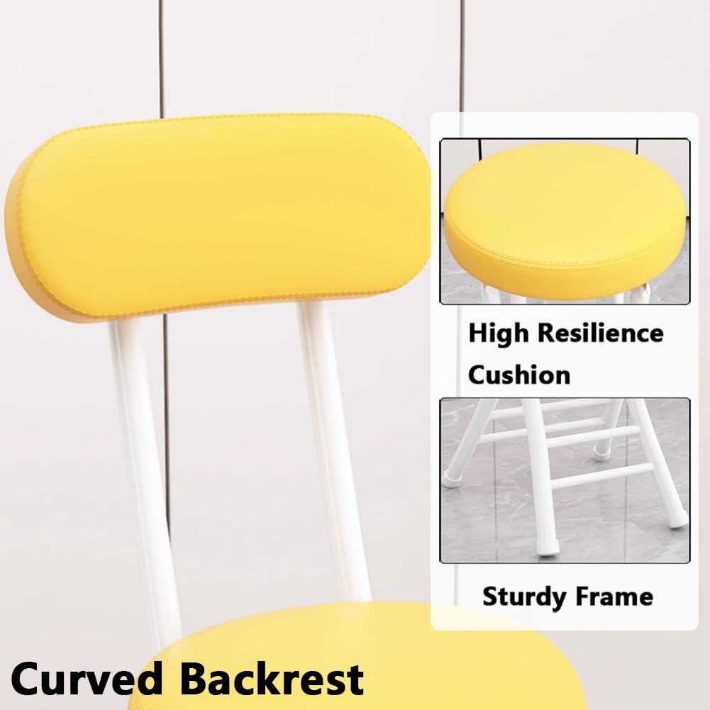 Portable Folding Stool with Backrest, 18 Inch Black V4520