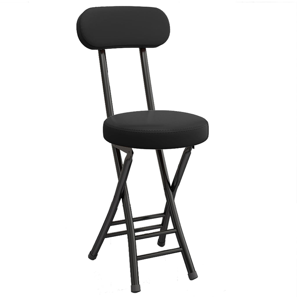 Portable Folding Stool with Backrest, 18 Inch Black V4520