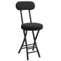 Portable Folding Stool with Backrest, 18 Inch Black V4520