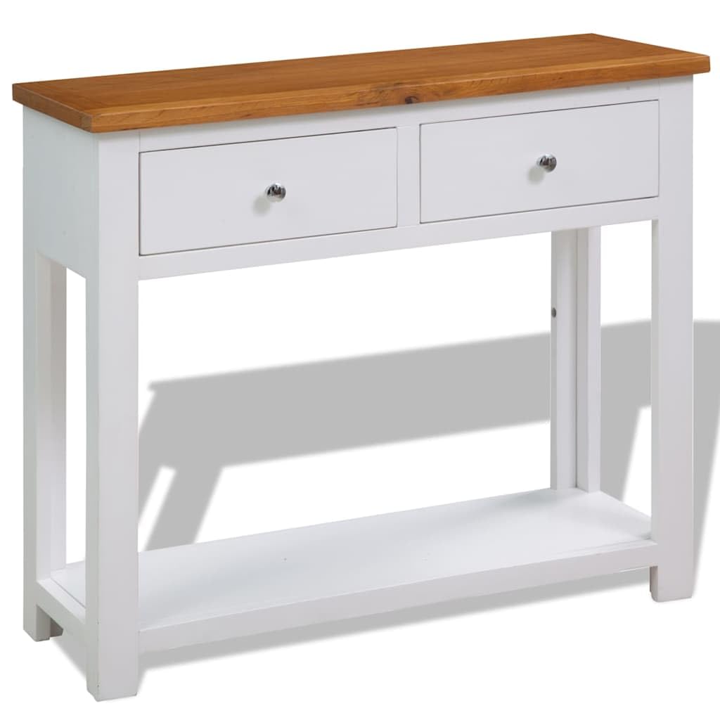 Solid Oak Console Table with Drawers E372809