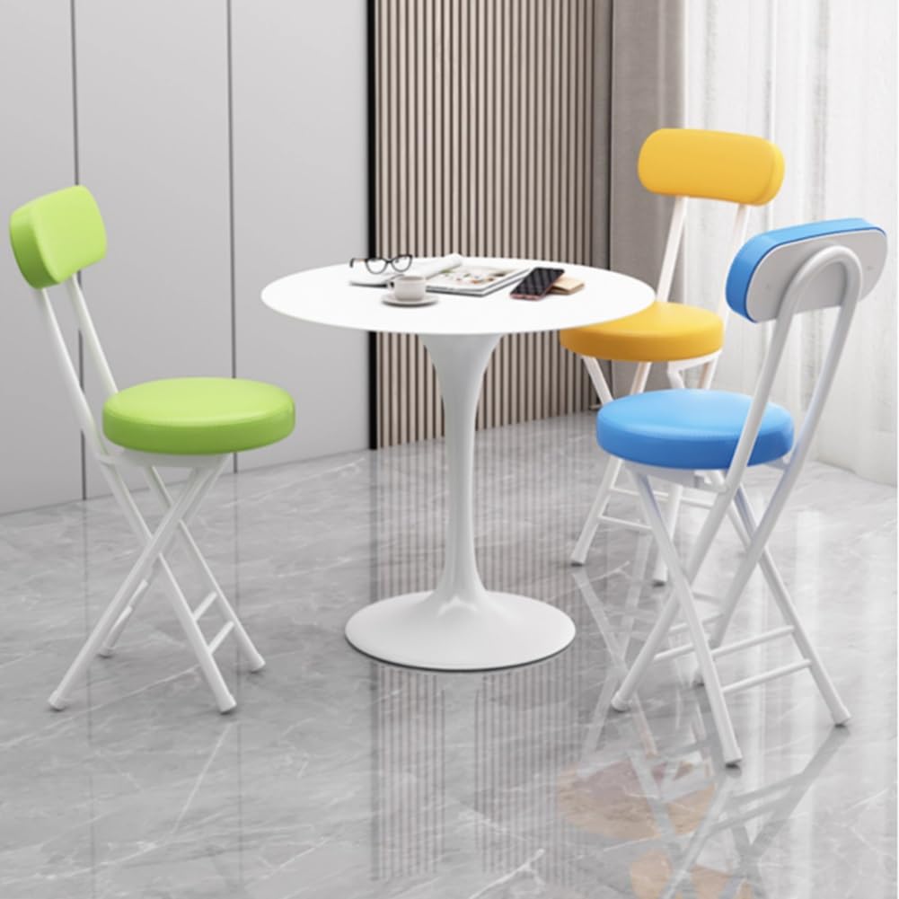 Portable Folding Stool with Backrest, 18 Inch Black V4520