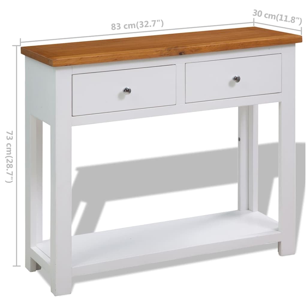 Solid Oak Console Table with Drawers E372809
