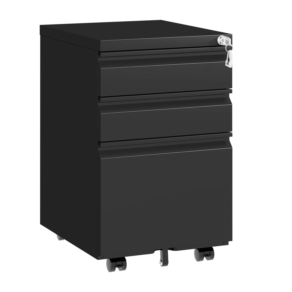 3 Drawer Black Steel File Cabinet with Lock C528