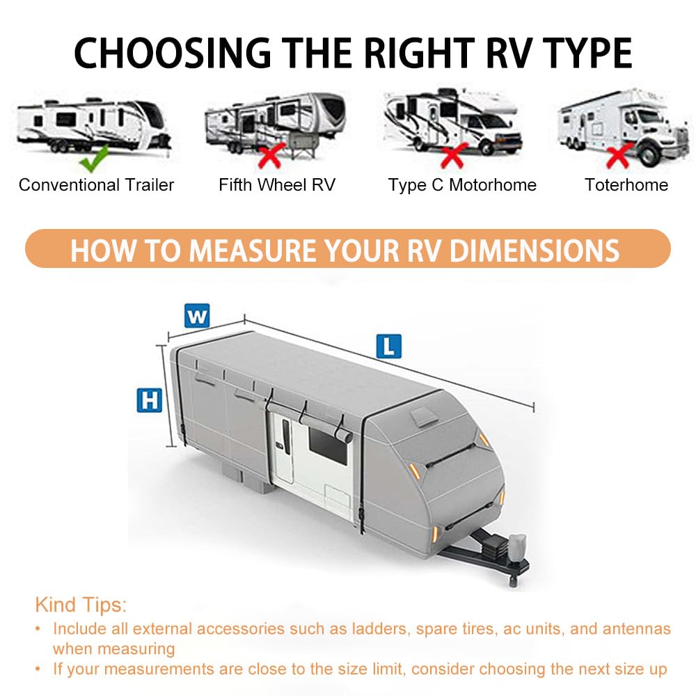 Waterproof 420D Travel Trailer Cover with Adjustable Straps L9724