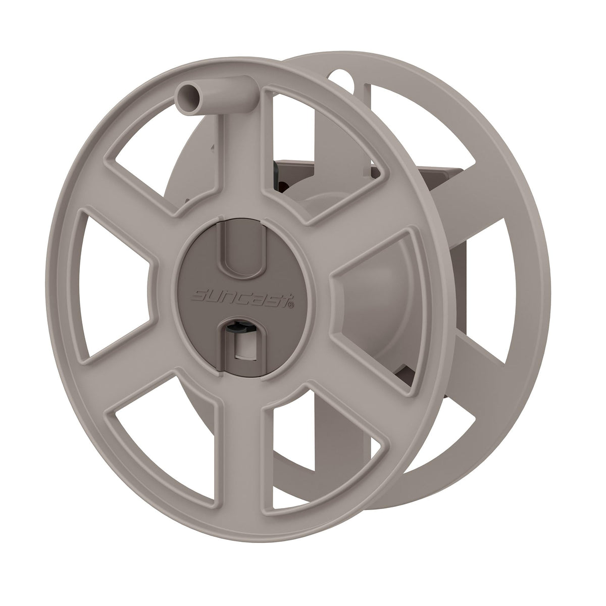 Wall Mount Garden Hose Reel 100 Feet Capacity Light Taupe Resin Y1058