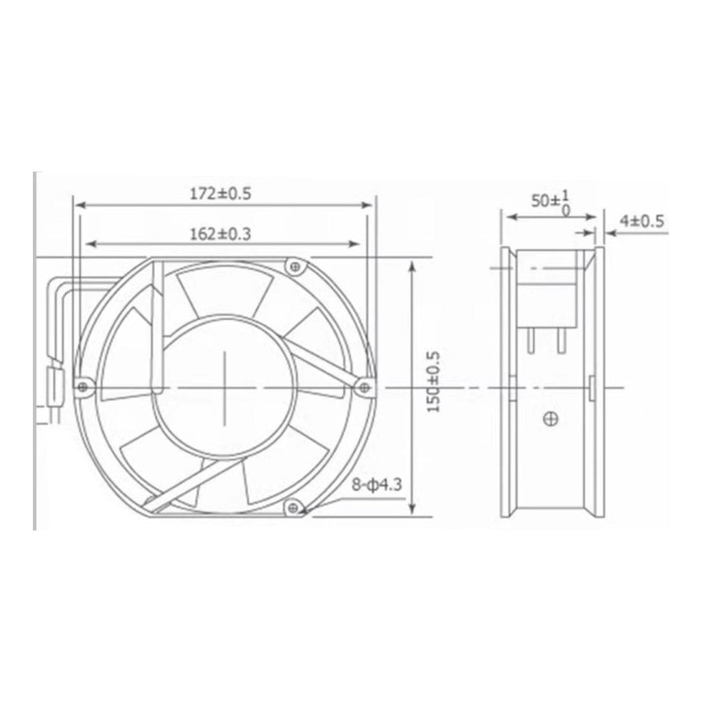 Big Airflow Cooling Fan 172mm x 150mm x 51mm 24V 1.7A Y857