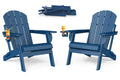 Folding Adirondack Chairs Set of 2 Blue HDPE N806