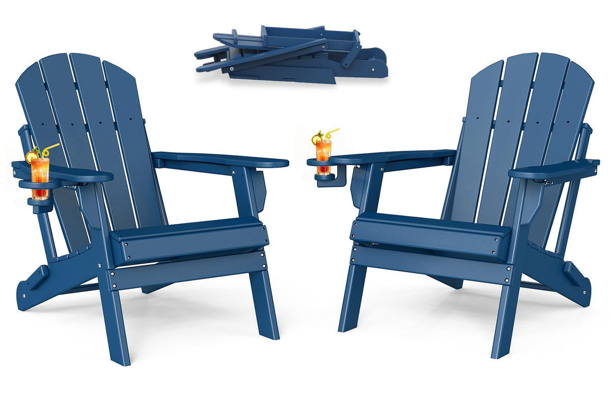 Folding Adirondack Chairs Set of 2 Blue HDPE N806