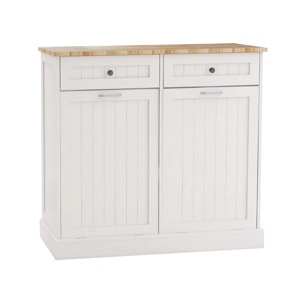 White 2 Drawer Tilt Out Trash Cabinet Q655