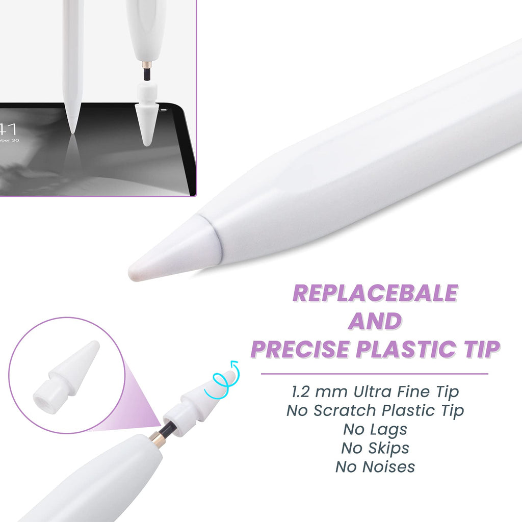 White Stylus Pen for iPad with Palm Rejection and Tilt Sensitive K825