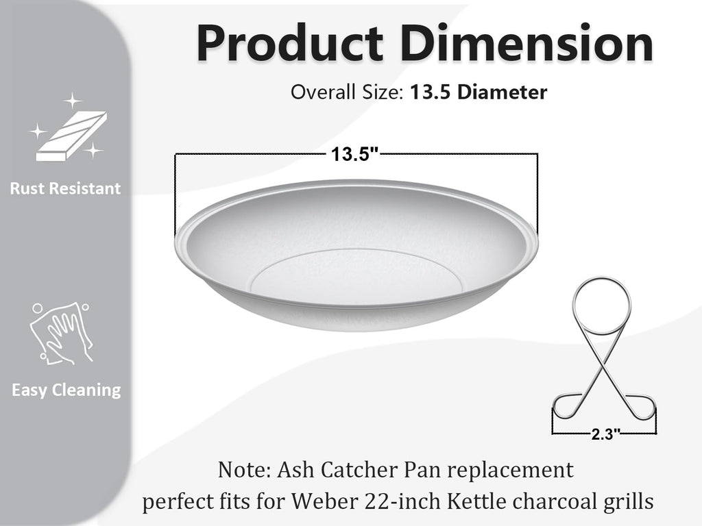 Silver Ash Catcher Pan for 22-inch Kettle Charcoal Grills L125