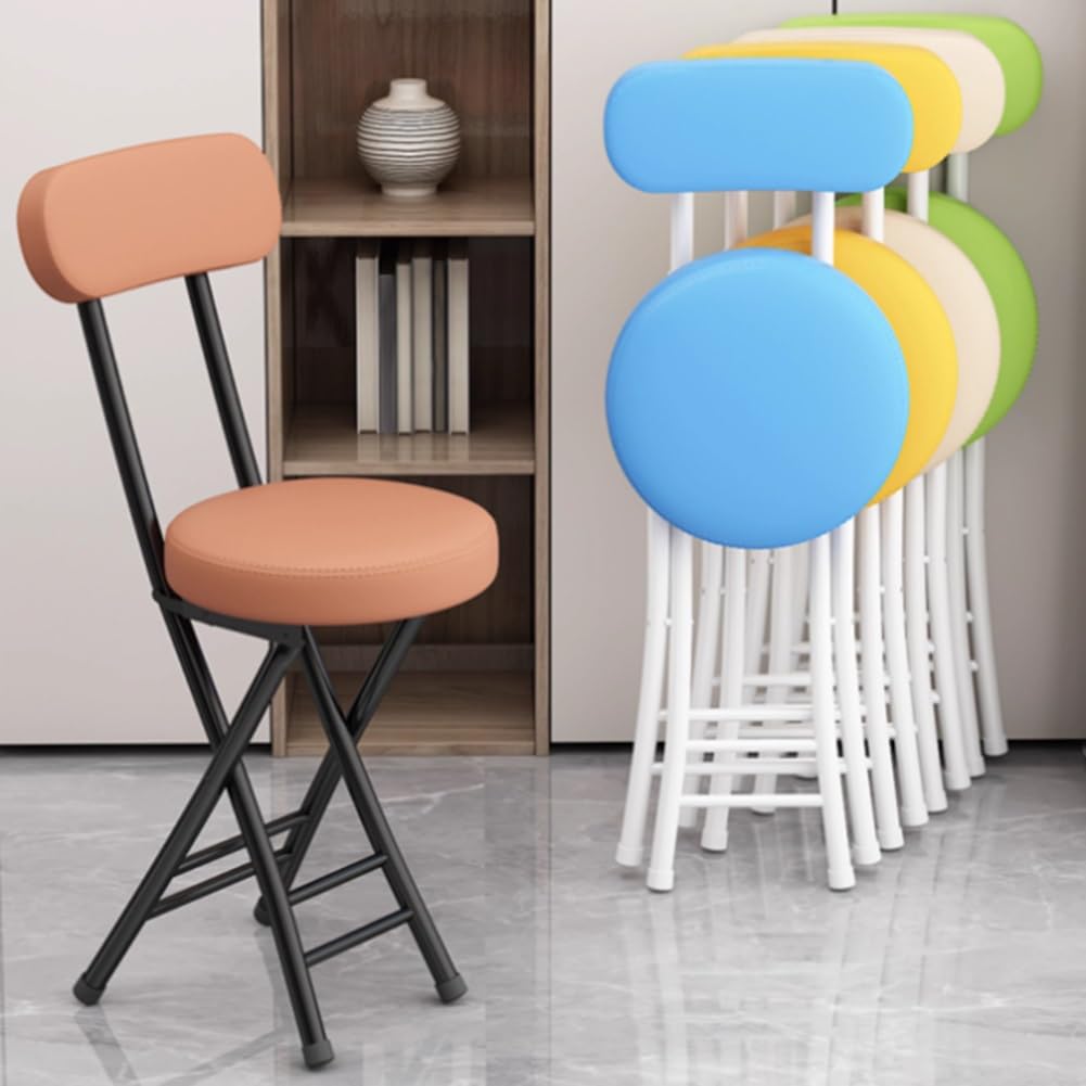 Portable Folding Stool with Backrest, 18 Inch Black V4520