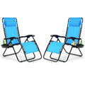 Set of 2 Blue Zero Gravity Chair with Cup Holder K8180