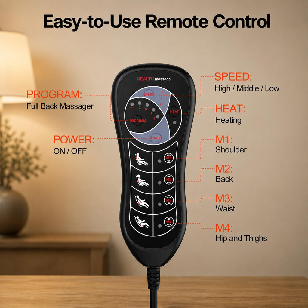 Vibration Back Massager with Heat and 8 Vibration P732
