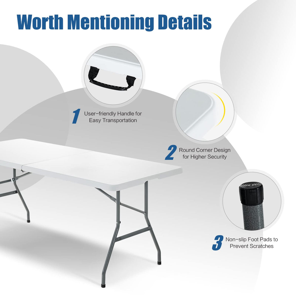 6FT Portable Folding Picnic Table with Handle Q97991