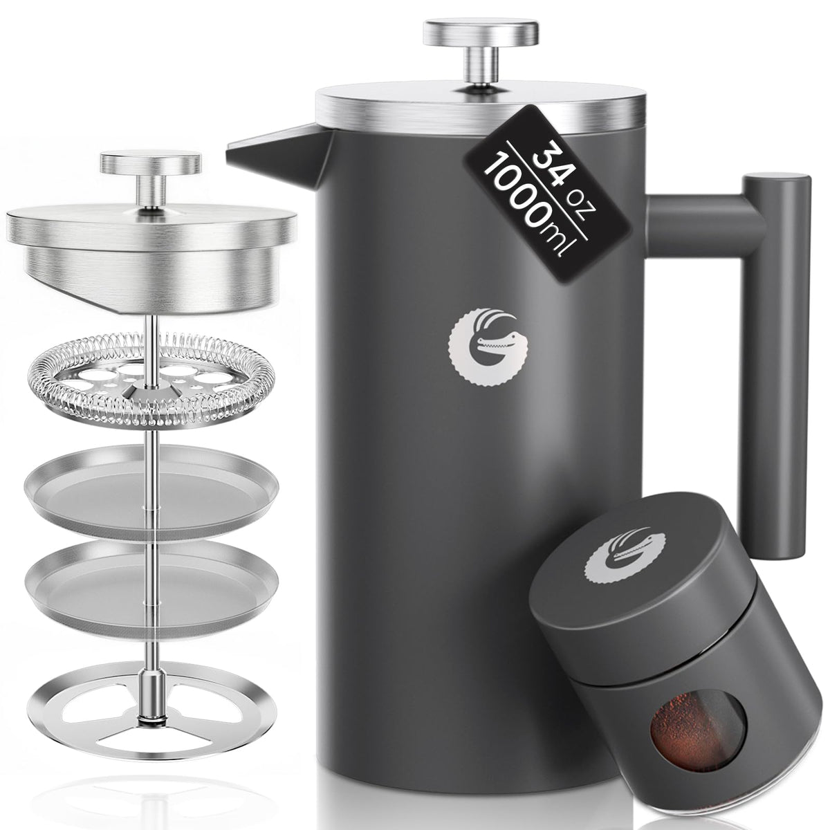 Gray 34 oz French Press Coffee Maker P530757