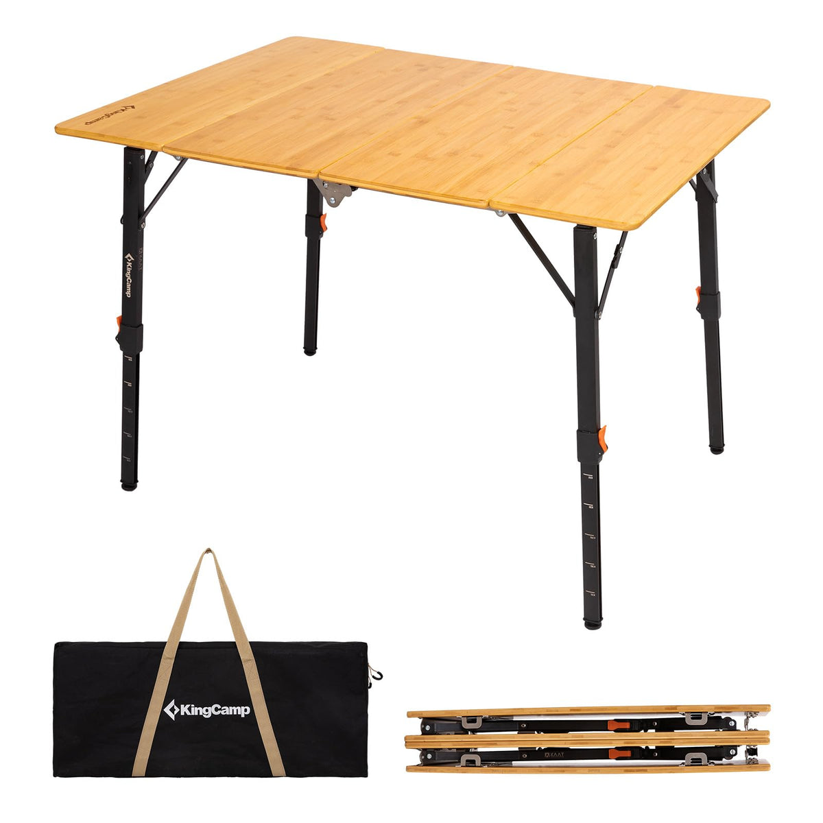 Bamboo Folding Camping Table with Adjustable Height K653