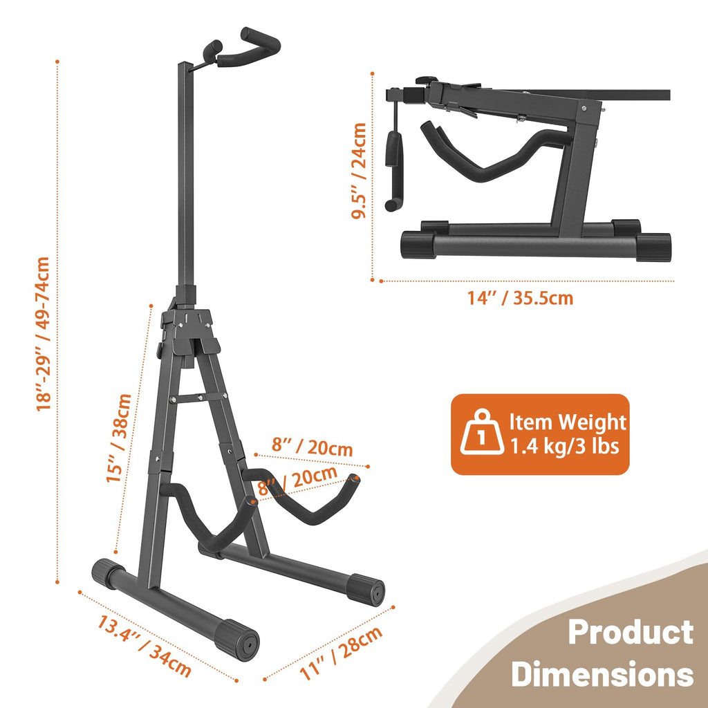 Adjustable Folding Guitar Stand with Neck Holder Y66253