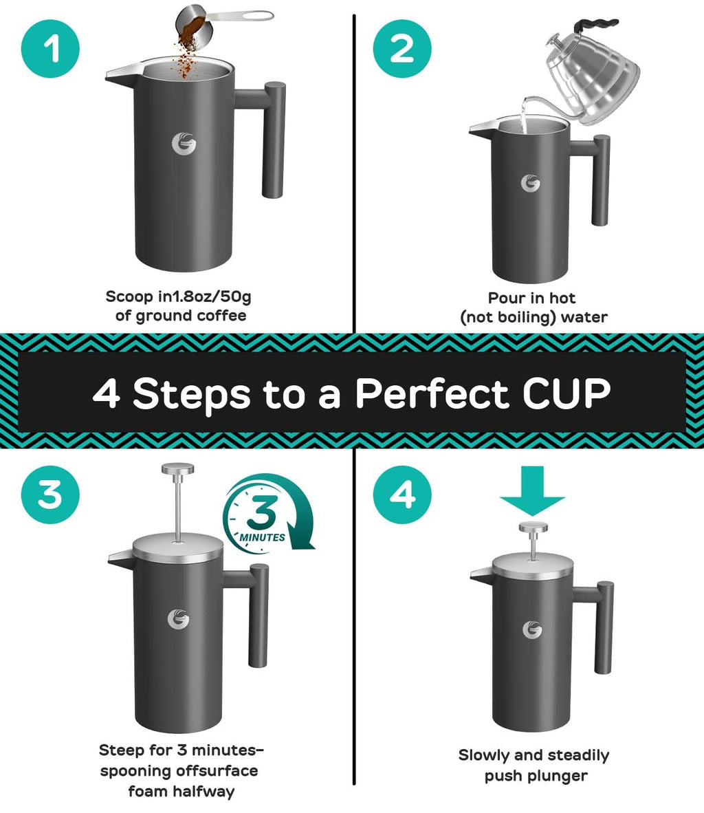 Gray 34 oz French Press Coffee Maker P530757