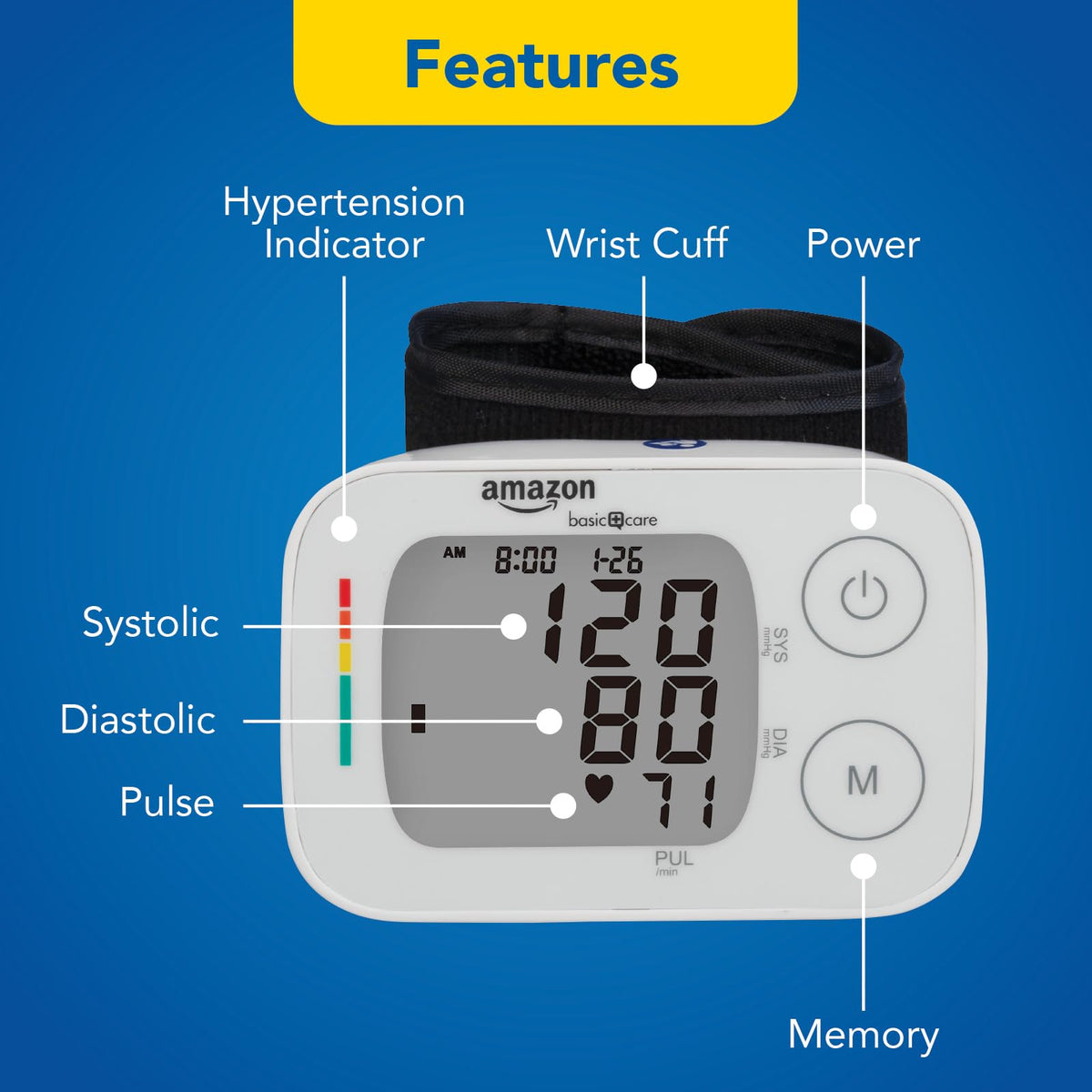 Wrist Blood Pressure Monitor with Large Display D131
