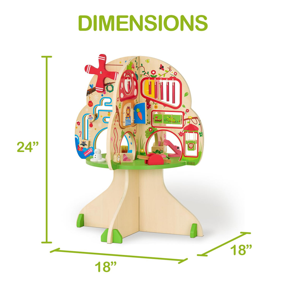 Montessori Wooden Tree Activity Center, Sensory Table & Busy Board E5773