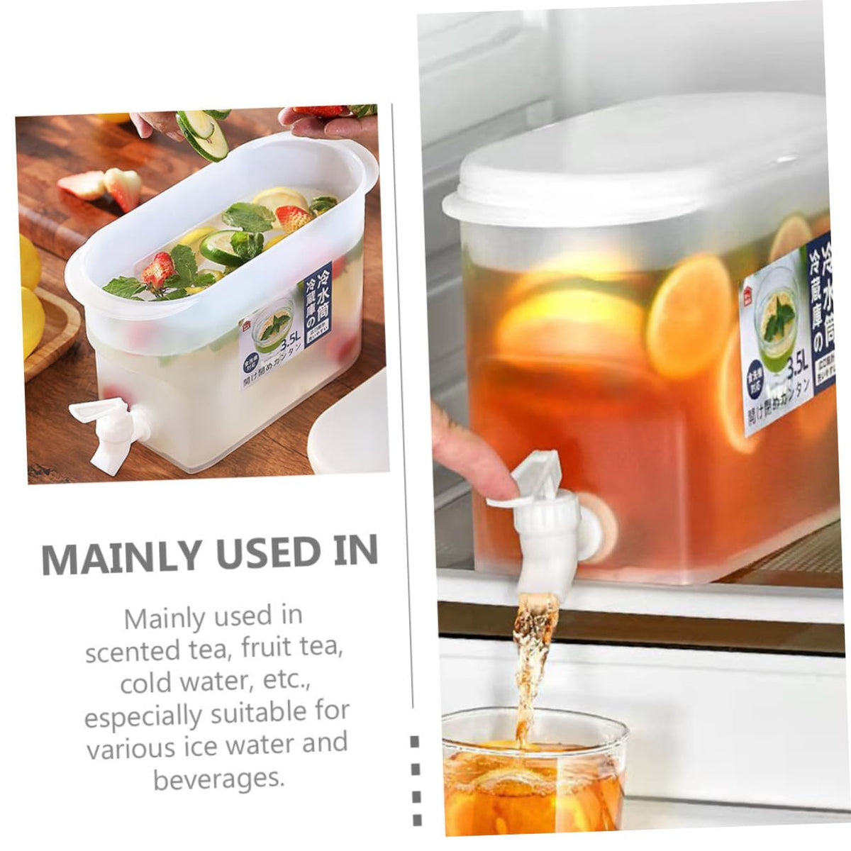 Fridge Water Jug 3.5l PP Drink Dispenser with Faucet J162650