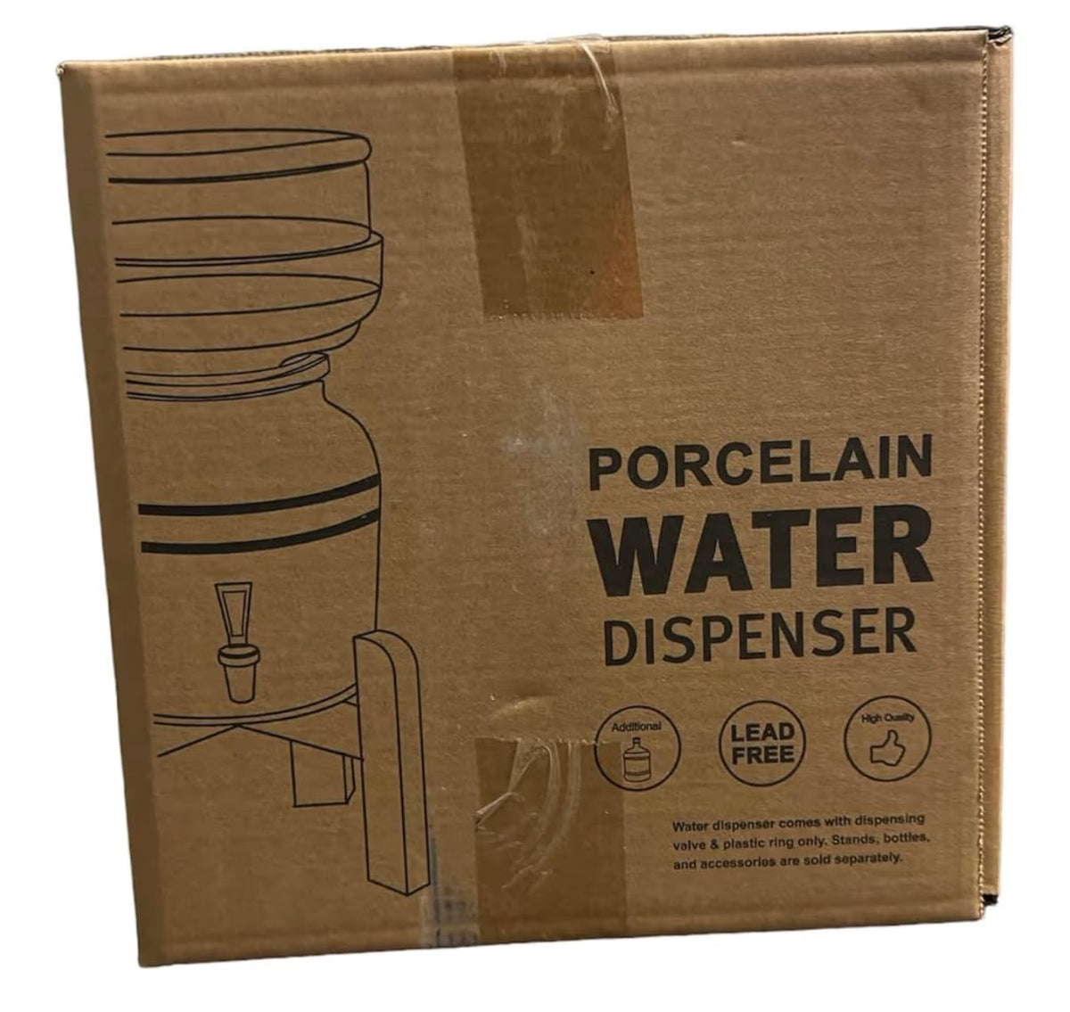 Porcelain Ceramic Water Dispenser with Faucet, Fits 3 to 5 Gallon Jugs, White R668557