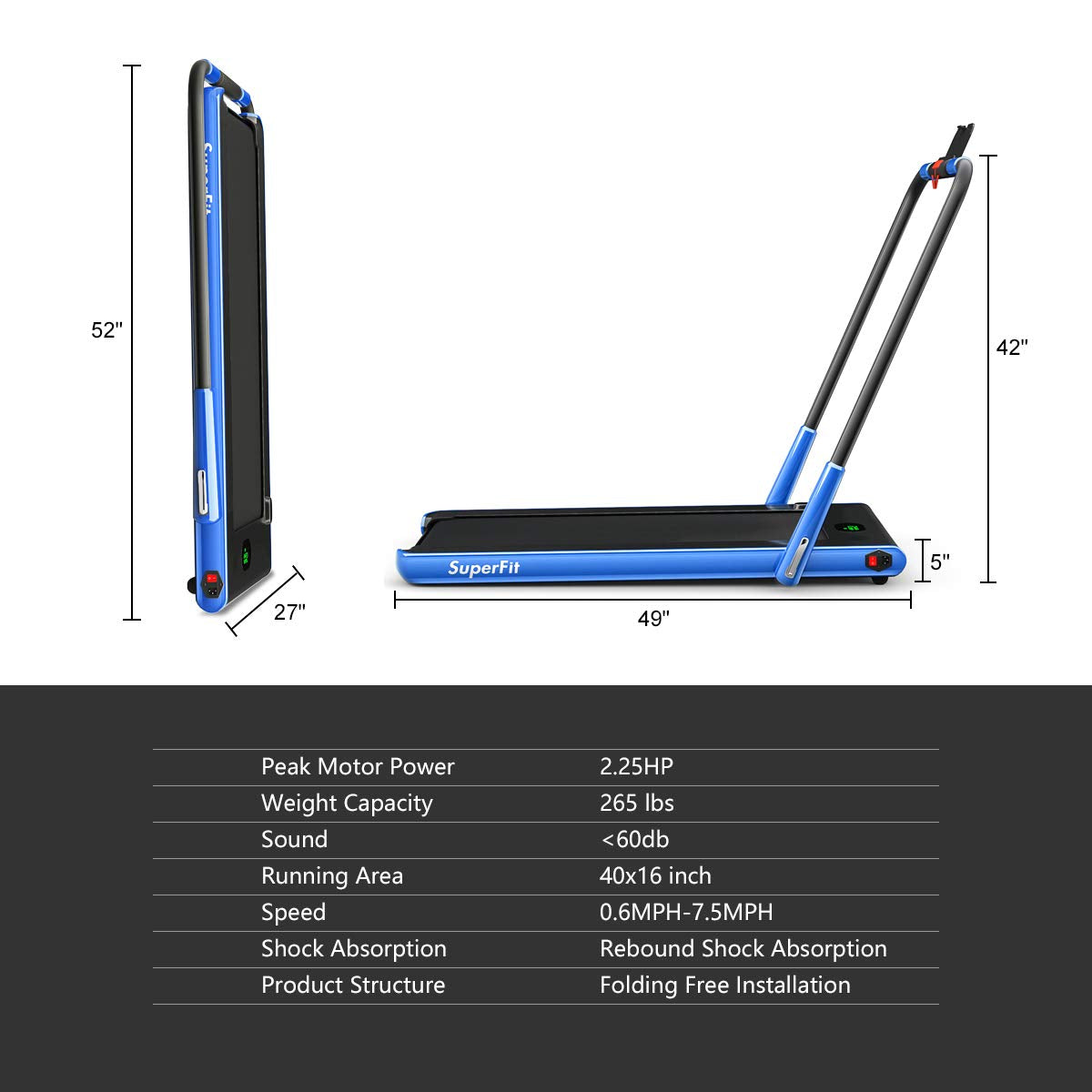 2 in 1 Under Desk Treadmill with Smart App Y545353