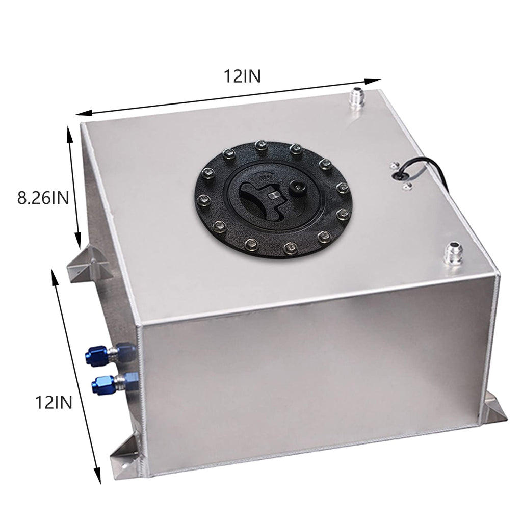5 Gallon 20L Polished Aluminum Fuel Cell Tank with Cap and Level Sender W572898