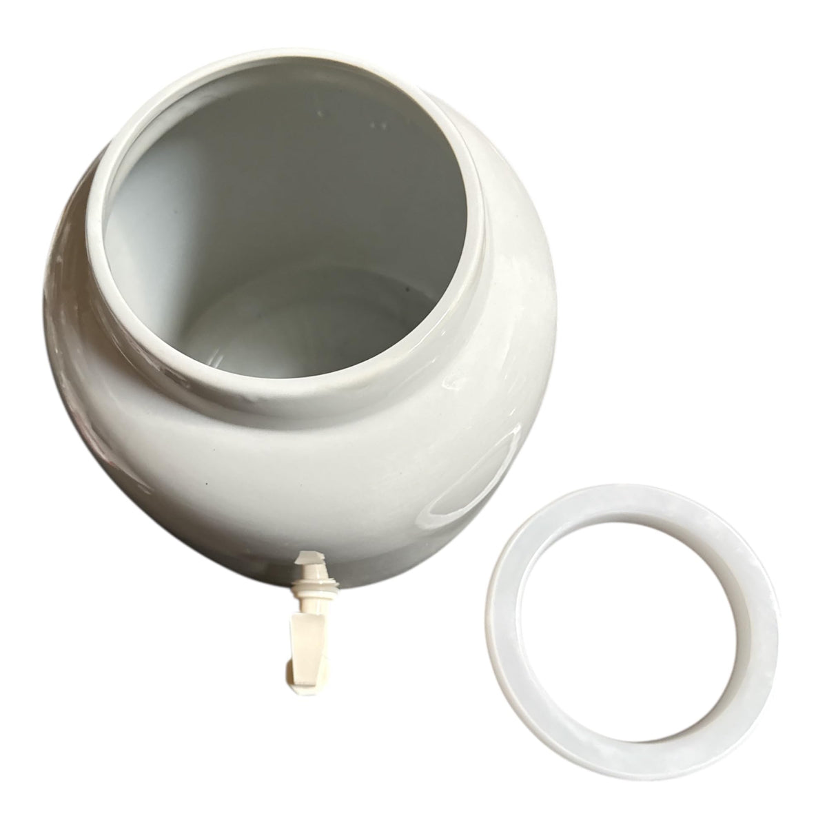Porcelain Ceramic Water Dispenser with Faucet, Fits 3 to 5 Gallon Jugs, White R668557