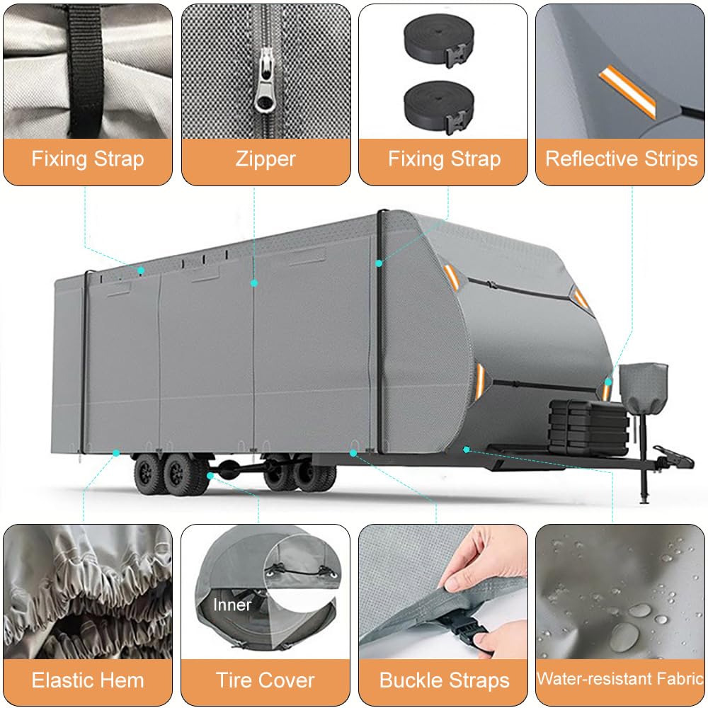 Waterproof 420D Travel Trailer Cover with Adjustable Straps L9724