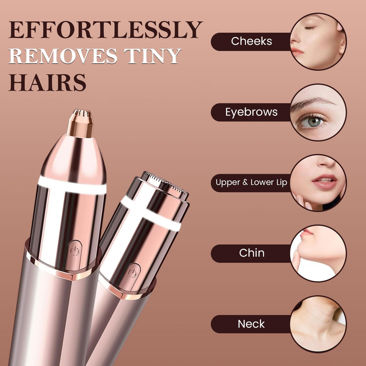 2 in1 Rechargeable Facial Hair Removal & Eyebrow Shaver with LED Light B8783