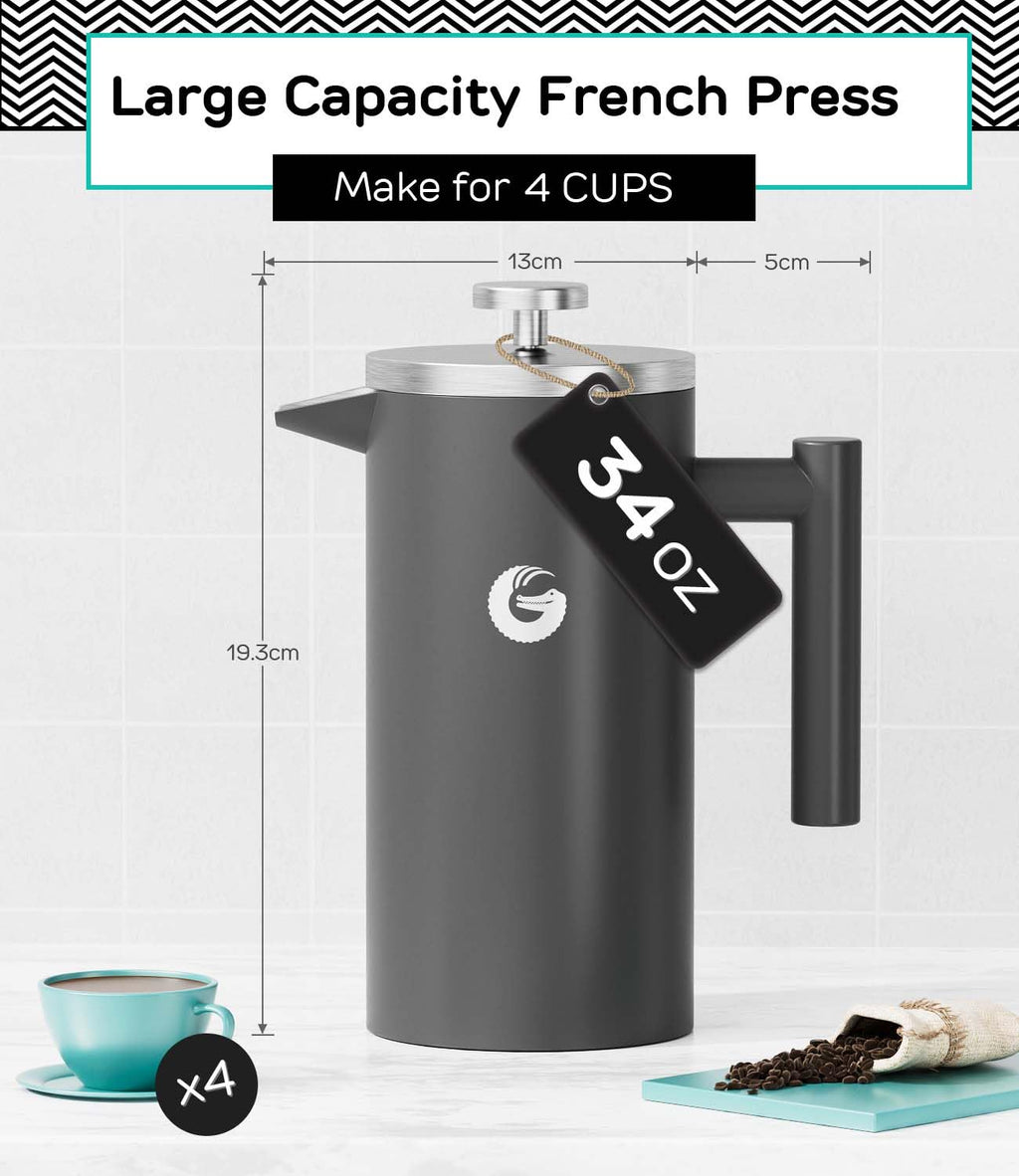 Gray 34 oz French Press Coffee Maker P530757