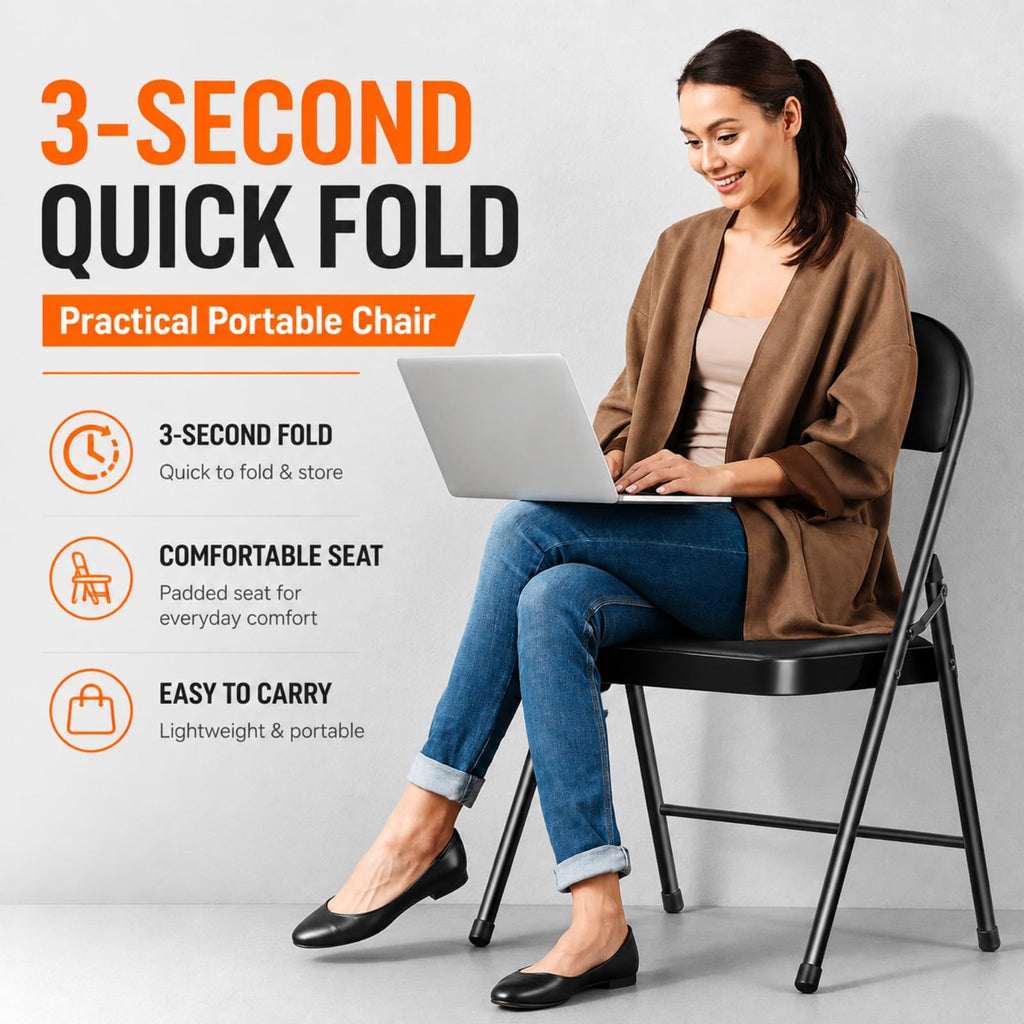 Folding Chairs with Cushion 10 Pack E710