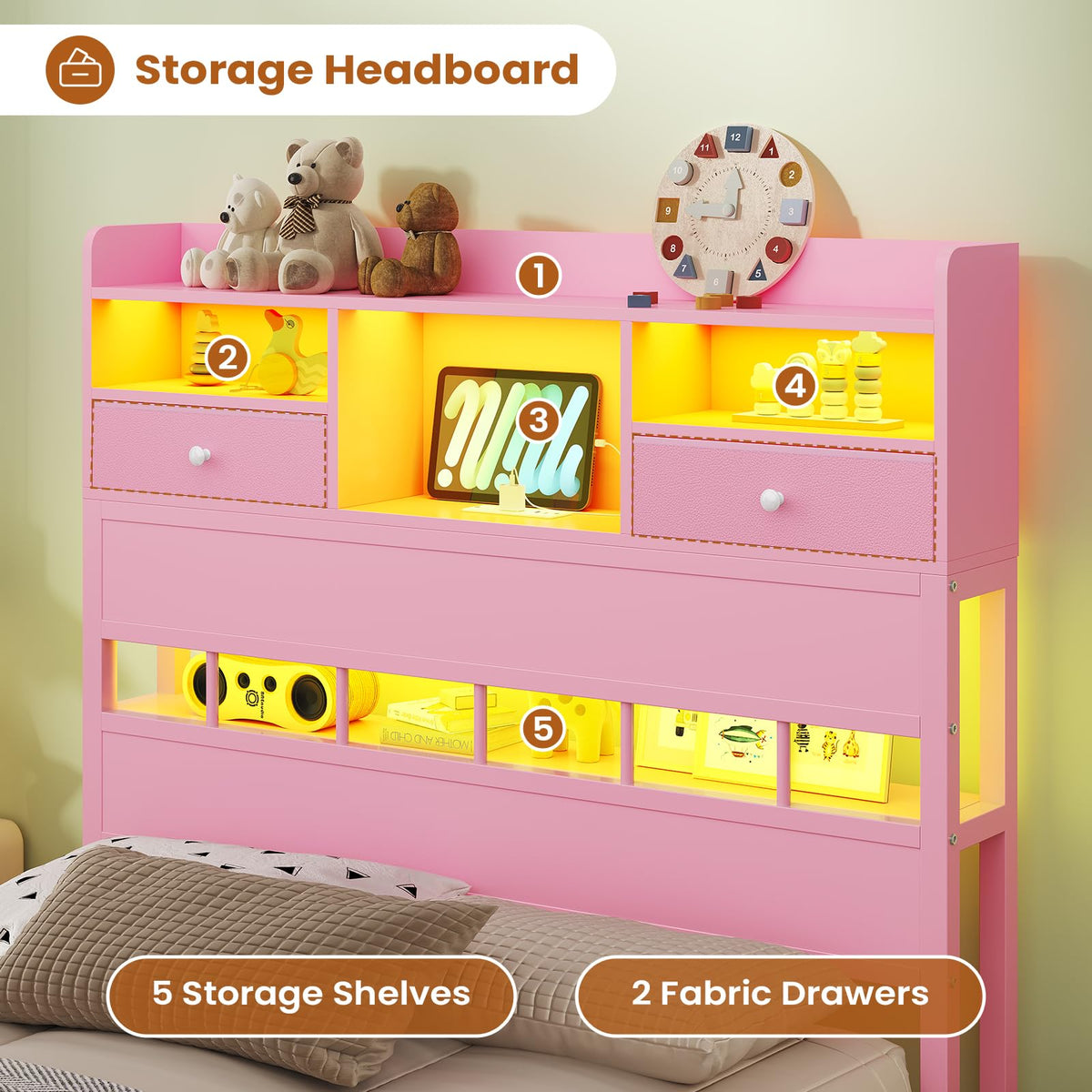 Twin Bed Frame with Storage Headboard I7968