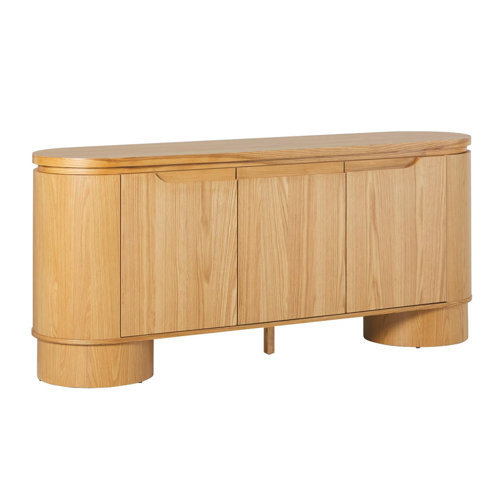 70 Inch White Oak Wood Sideboard TV Stand with Storage W54290