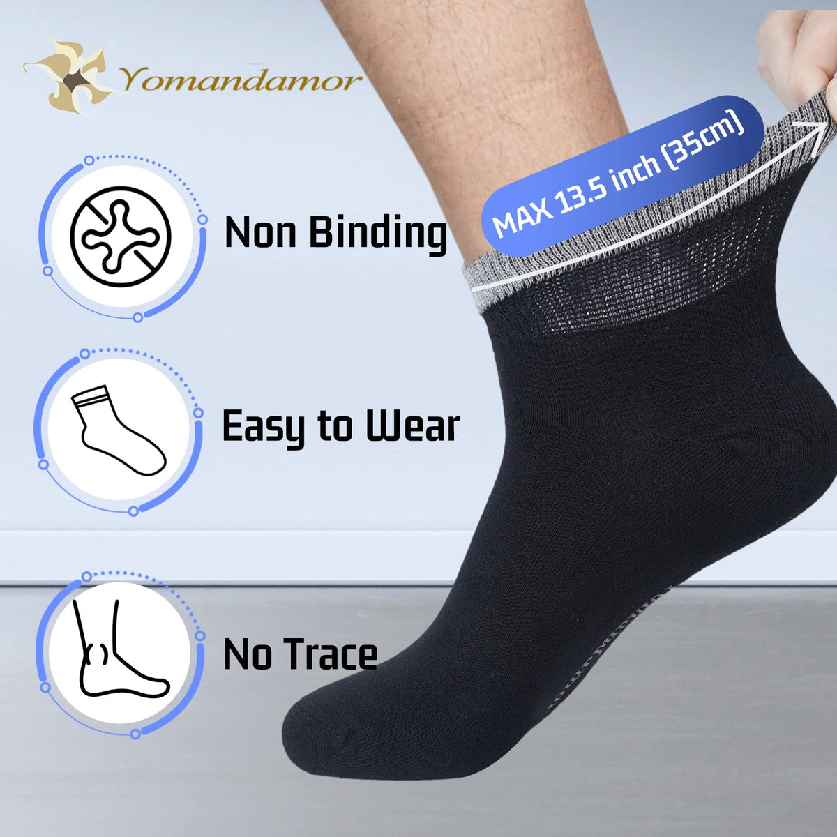 Men's Diabetic Ankle Socks with Seamless Toe, 6 Pairs L Size U4730