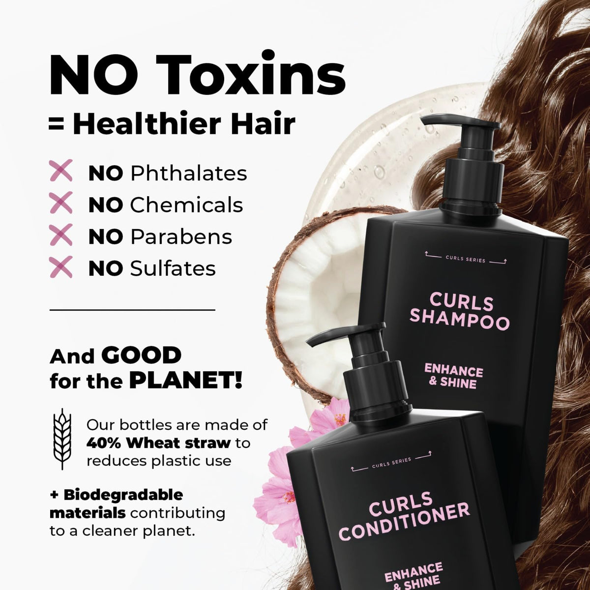 Curly Hair Shampoo & Conditioner Set Sulfate-Free 8 fl oz A5209