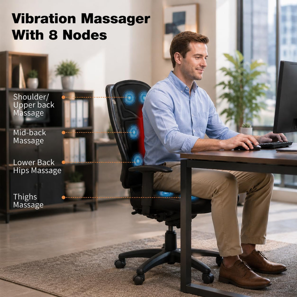 Vibration Back Massager with Heat and 8 Vibration P732