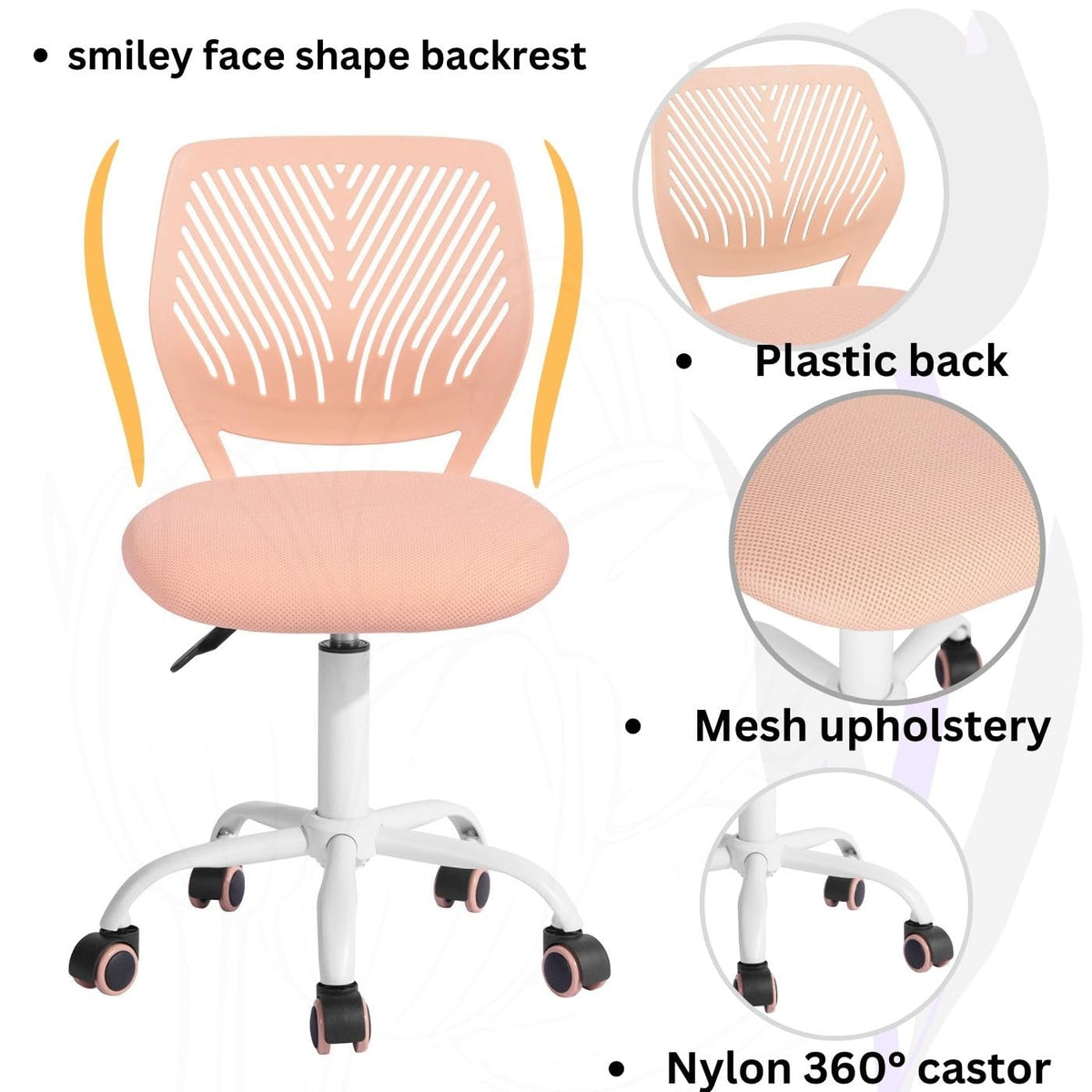 Orange Mesh Height Adjustable Swivel Desk Chair K2712