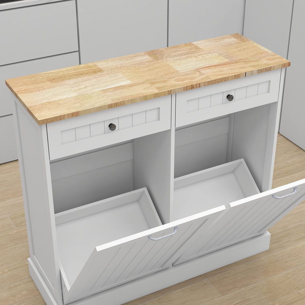 White 2 Drawer Tilt Out Trash Cabinet Q655