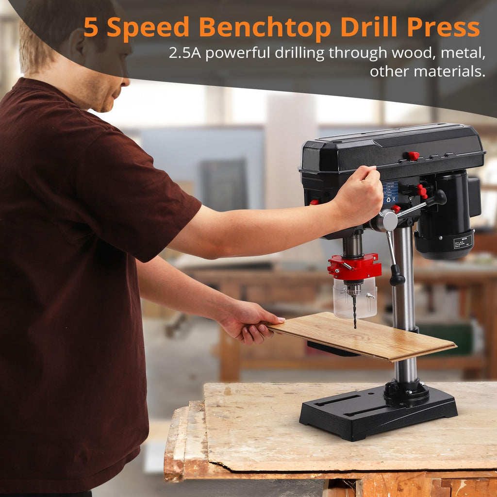 8 Inch 2.5A Benchtop Drill Press with 5 Speed Adjustable T12877