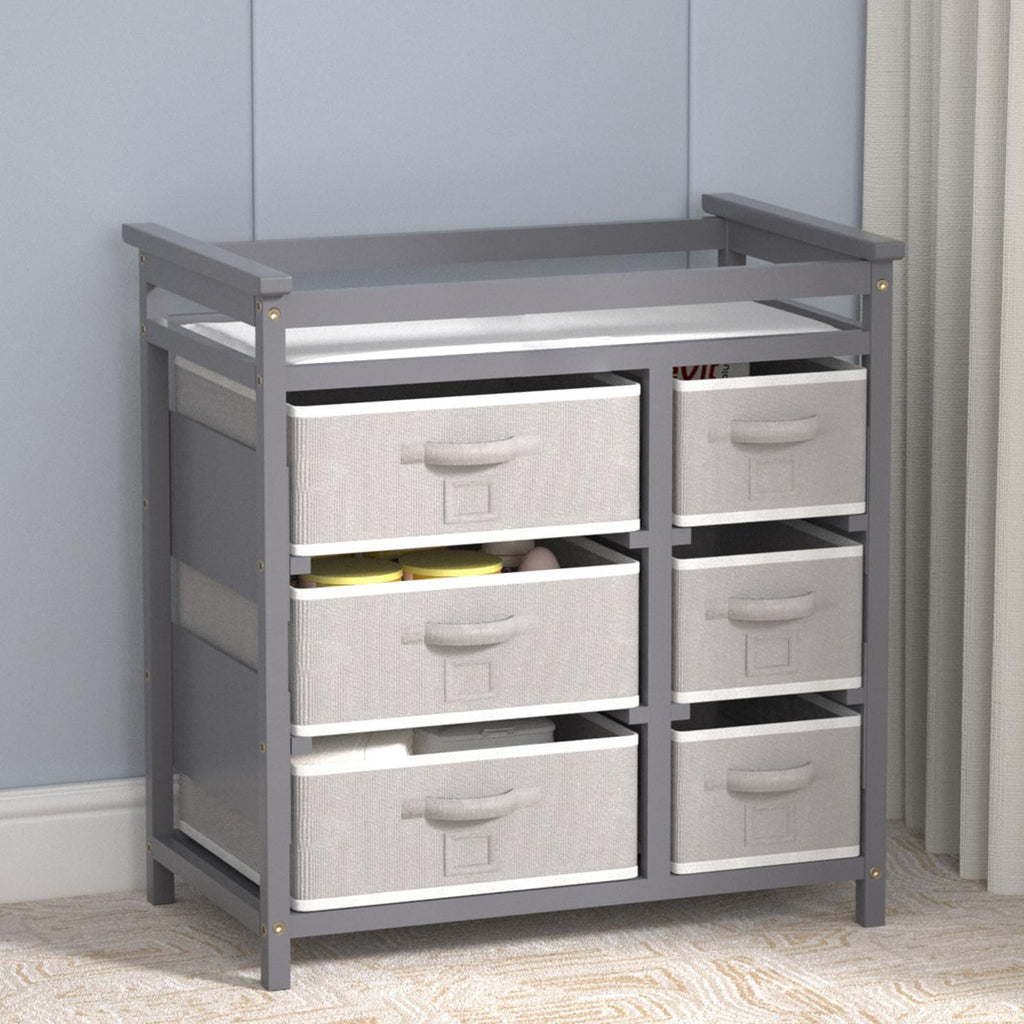 Baby Changing Table with 6 Drawers Storage Station Z9464