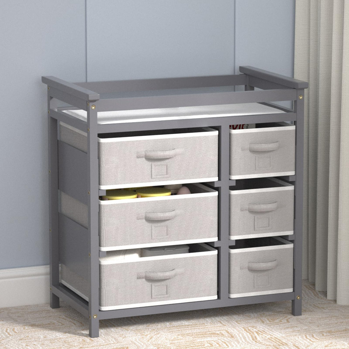 Baby Changing Table with 6 Drawers Storage Station Z9464