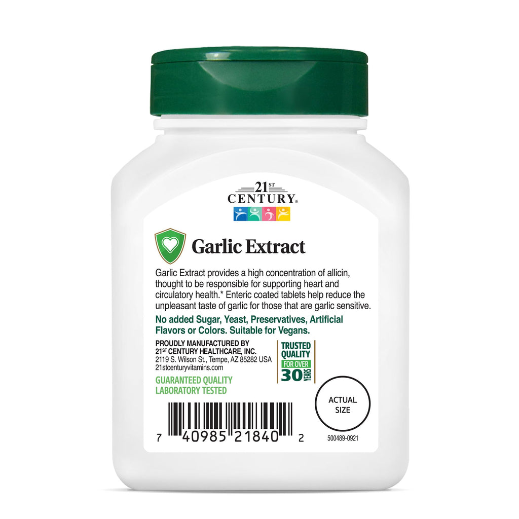 Garlic Extract Tablets, Enteric Coated, 60 Count H411
