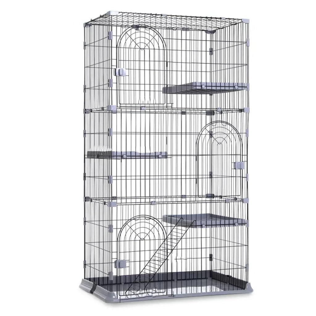 3/4-Tier Wire Cat Cage Playpen Kennel with Hammock G4383