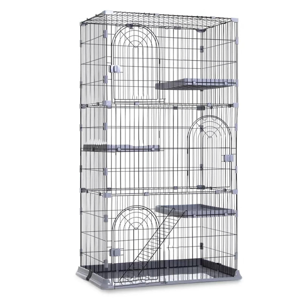 3/4-Tier Wire Cat Cage Playpen Kennel with Hammock G4383