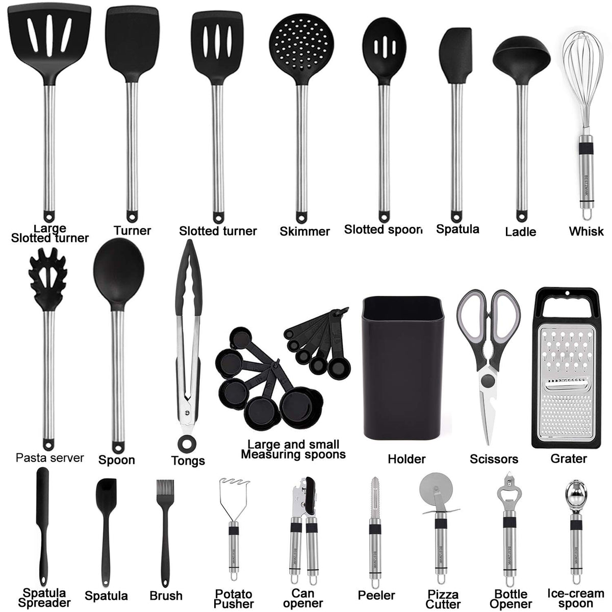 Silicone and Stainless Steel Kitchen Utensil Set F960063